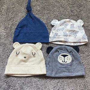4 infant beanies 0-6M